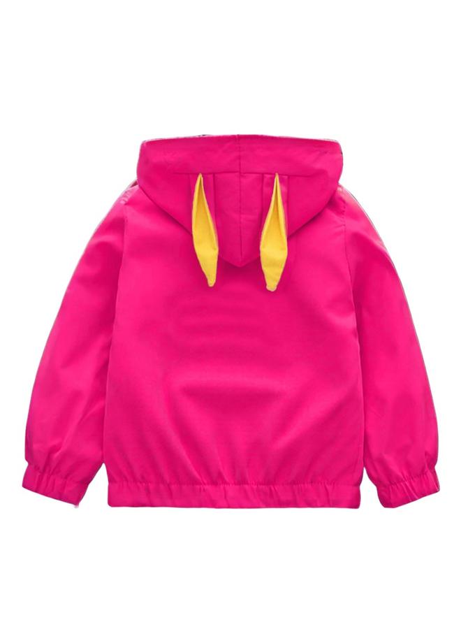 Take Two Girls Zip Up Pocket Detail Hoodie Jacket With Rabbit Ears - Image 2